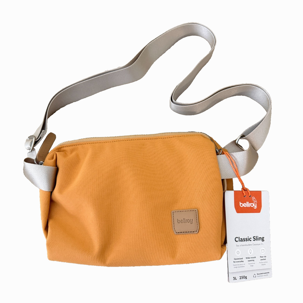 Bellroy Classic Sling 3L Crossbody Sling Bag Butterscotch Ochre Expandable NWT